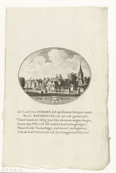 Prent van Numansdorp, dat in de volksmond Buitensluis heette (Rijksmuseum)